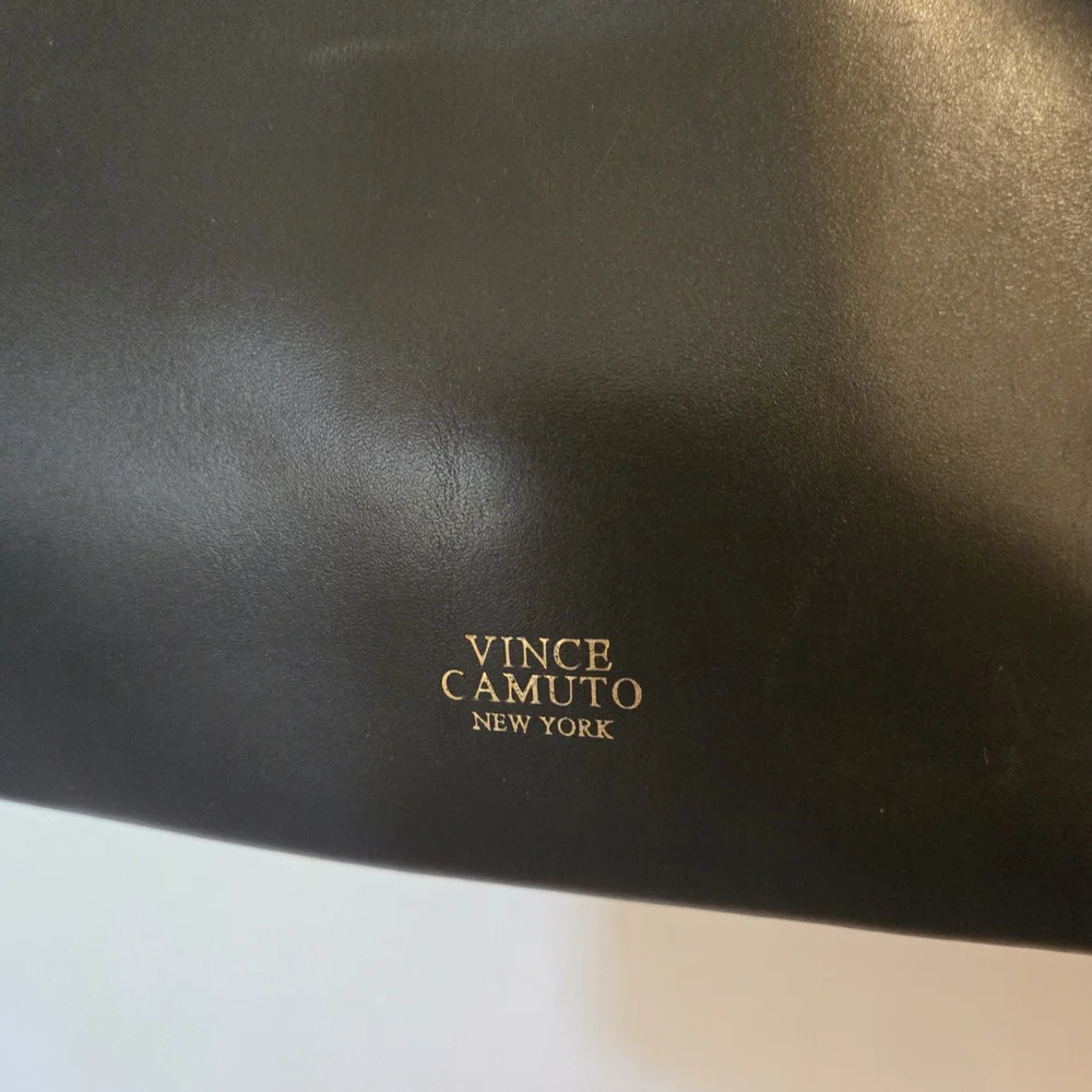 Black Leather Tote Bag with Gold Accent - Picture 4 of 13